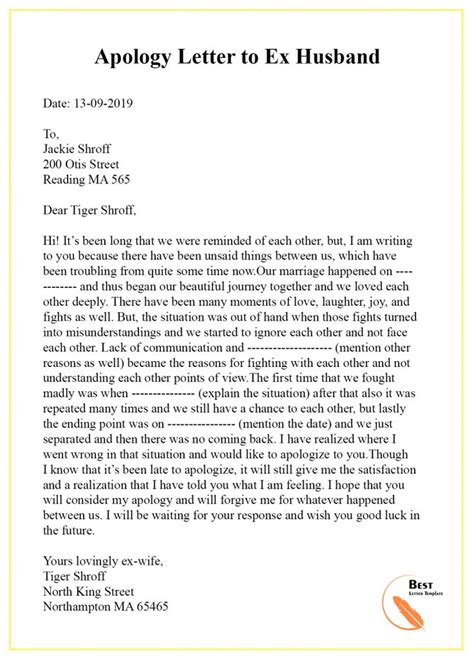 apology letter template   sample examples  letter
