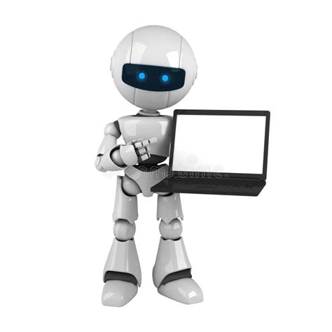 white robot  laptop royalty  stock photo image