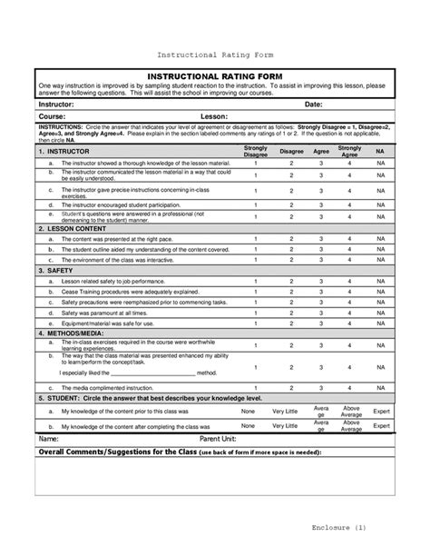 instructional rating form military  word   formats