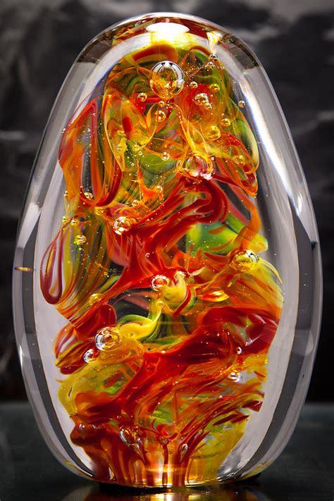 Solid Glass Sculpture 13e8 Extreme Flames Sculpture By David Patterson