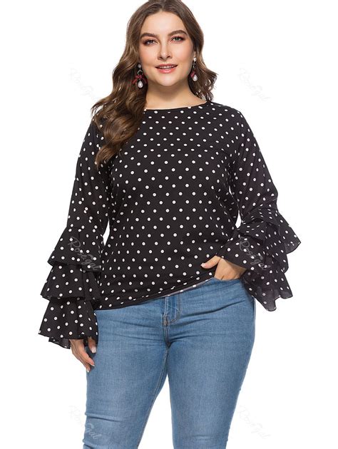 size layered sleeve polka dot blouse rosegal