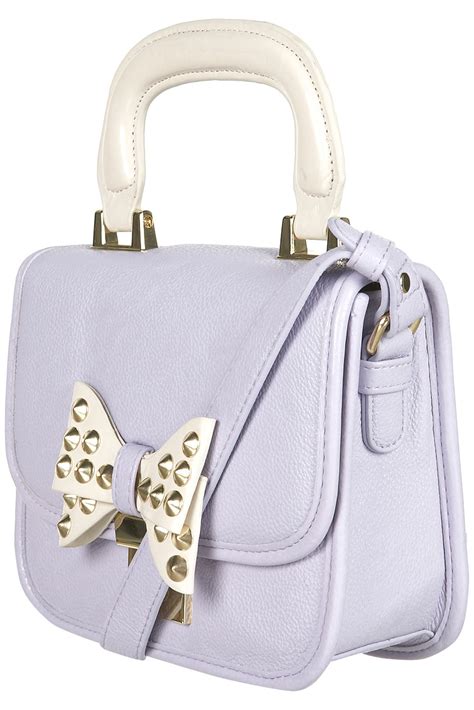 lyst topshop lady stud bow bag  purple