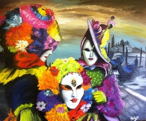 Carnival In Venice Oil Painting By Helen Bellart