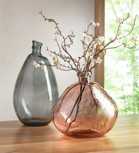 Pink And Gray Recycled Glass Balloon Vases Set Of 2 Pink Gray