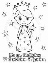 Birthday Princess Coloring Pages Happy Personalized Printable Kids Getcolorings Favor Childrens Party Printab Color Etsy Colouring Getdrawings Choose Board sketch template