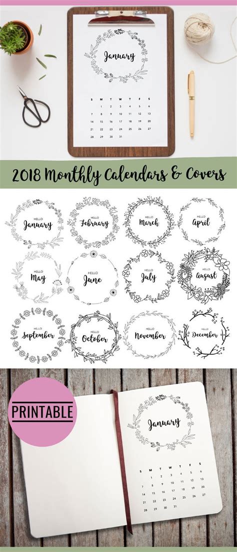 bullet journal cover pages printable  wreath cover pages