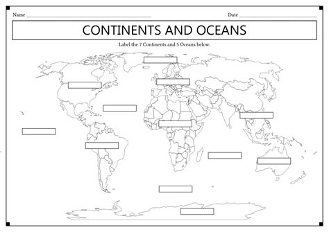 images  blank continents  oceans worksheets printable
