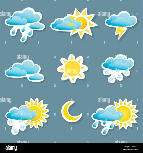 set  icons depicting  weather conditions rainsnowclouds