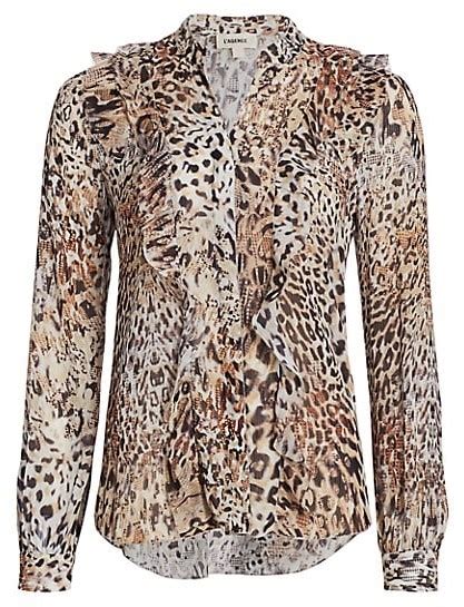 l agence nadine lynx print ruffle blouse shopstyle button down shirts