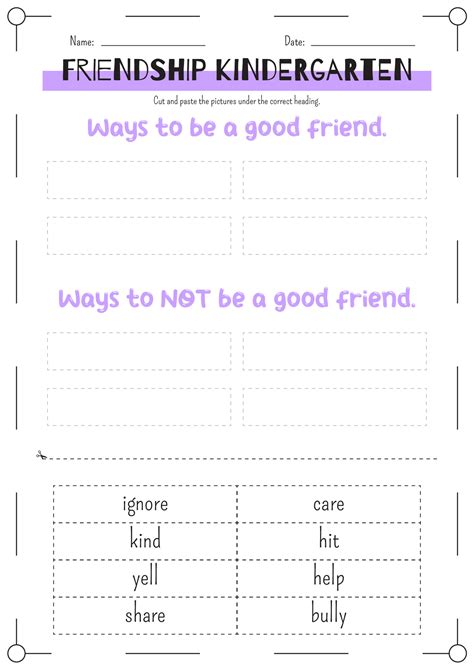 friendship printable worksheets  preschool