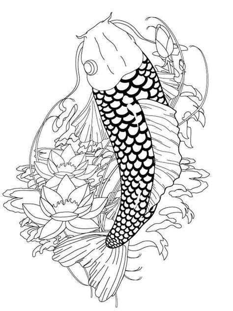 koi fish coloring pages  adults  printable koi fish coloring pages