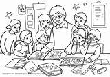Teacher Coloring Colouring Pages School Children Reading People Kids Colour Color Village Classroom Help Who Activity Print Activityvillage Students Appreciation sketch template