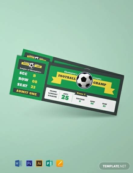 soccer ticket templates illustrator photoshop ms word