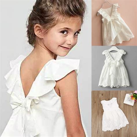 summer   kid baby girls dress lace cotton  bow children clothes