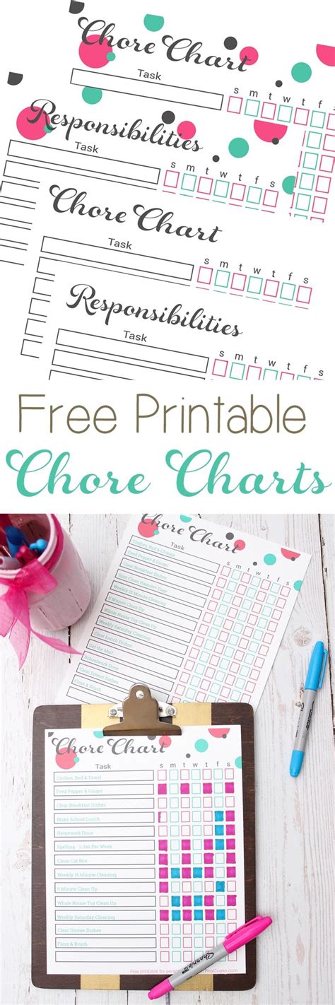 printable chore charts printable chore chart  printable