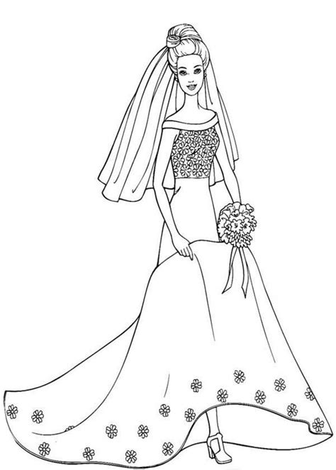 barbie  beautiful wedding dress coloring pages barbie coloring