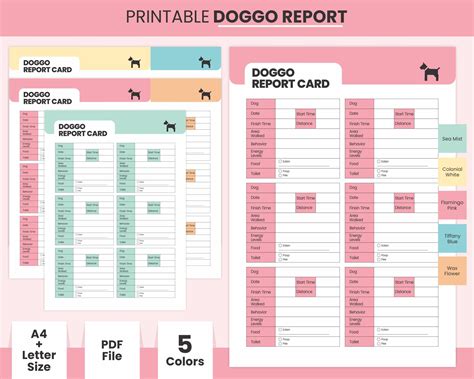 printable dog report card  template daily doggie daycare etsy
