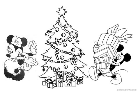 christmas disney coloring pages mickey mouse  christmas tree