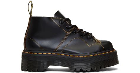 dr martens leather black church quad boots lyst