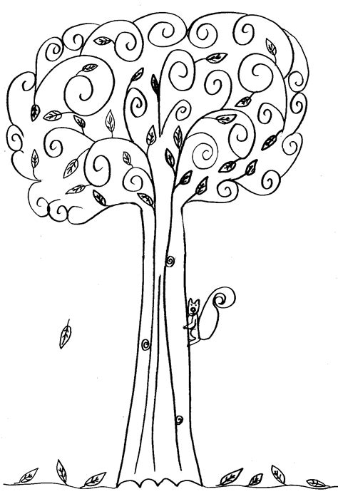 tree colouring pages printable