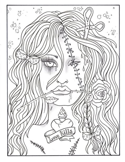 creepy zombie girl coloring pages book  kids