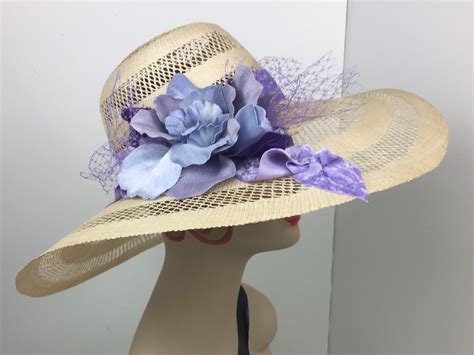 straw hat in lacy open weave vintage straw natural color vintage