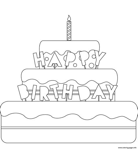 happy birthday cake coloring page printable