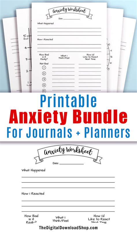 bullet journal anxiety printables bundle  digital  shop
