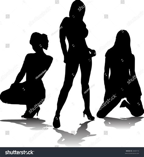 three women silhouette black shadows sexy stock vector 2840719 shutterstock