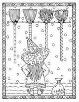 Coloring Pages Halloween Books Adult Fall Color Book Witches Doodle Mermaid Sheets Kids sketch template