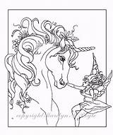 Unicornio Unicorns Fantasy Kleurplaten Fairies Eenhoorn Hada Embellish Feeën Kleurboeken Volwassenen Tekenen sketch template