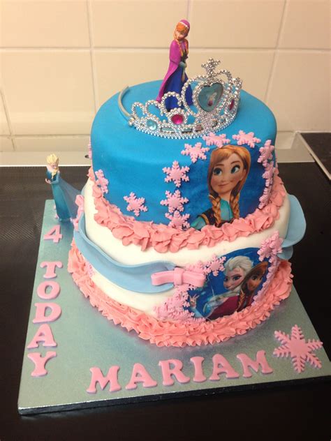 two tier frozen birthday cake top tier chocolate and