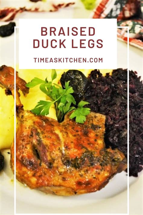 best braised duck legs recipe with thyme and dried plums
