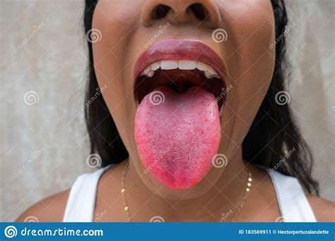 woman mouth smiling showing tooth stock image