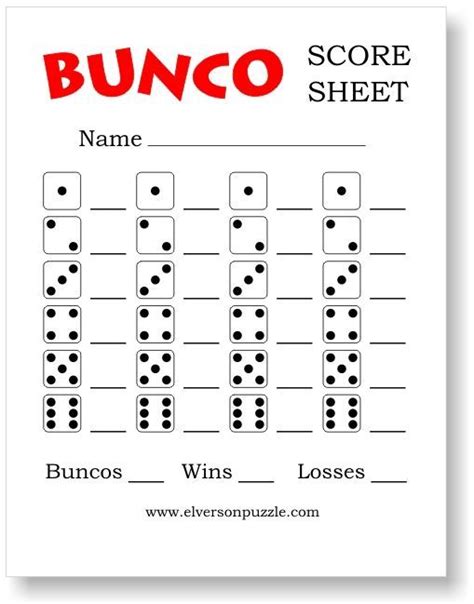 printable bunco score sheets