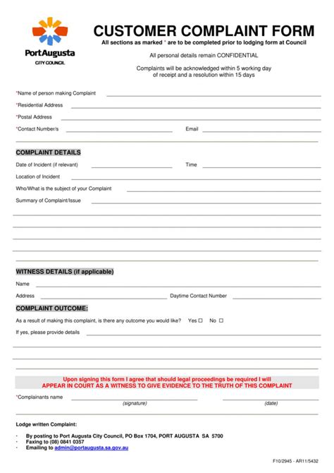customer complaint forms   ms word customer complaint form