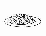 Combo Plate Coloring Coloringcrew Food sketch template