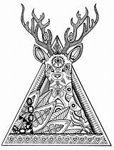 Coloring Pages Deer Animals Mandala Justcolor Metal Adult Deers Triangle Adults Template Prints Getdrawings Templates Flowery Mysterious Beautiful sketch template