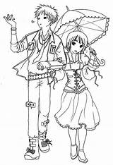 Coloring Anime Romantic Japan People sketch template