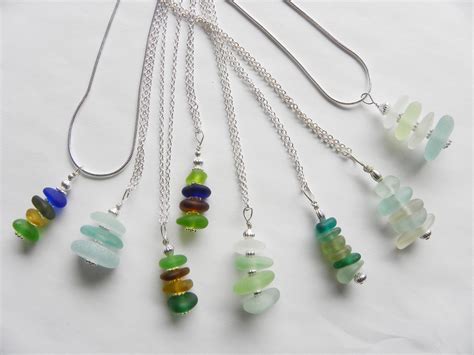 Seaglass Design Your Own Sea Glass Stacked Pendant Necklace By