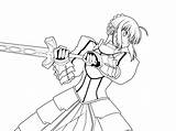 Fate Saber Stay Night Coloring Pages Lineart Fanpop Deviantart Template Strike Back Sketch Fan sketch template