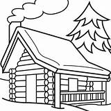 Cabin Coloring Log Pages Clipart sketch template