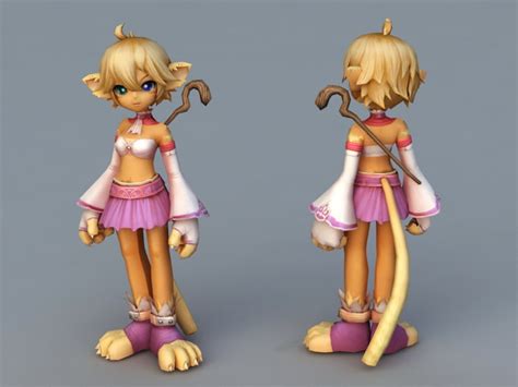 anime cat girl mage 3d model 3ds max files free download modeling