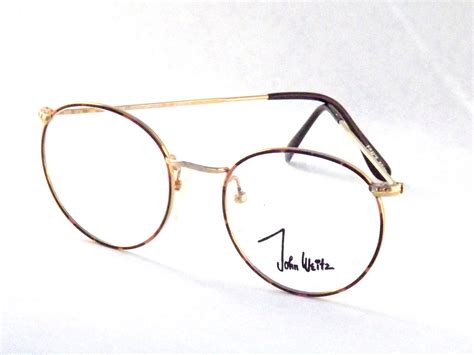 vintage gold wire tortoise shell eyeglasses 80s designer