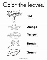 Leaves Coloring Color Colors Autumn Fall Twistynoodle Pages Leaf Worksheets Printable Print Sheets Noodle Twisty Preschool Preschoolers Worksheet Kids Printables sketch template