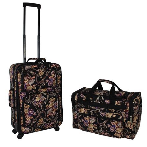 world traveler  piece carry  expandable spinner luggage set classic floral walmartcom