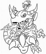 Agumon Kamiya Tai Coloring Pages Digimon Printable sketch template