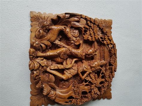 wood carved panel bali indonesia    century catawiki