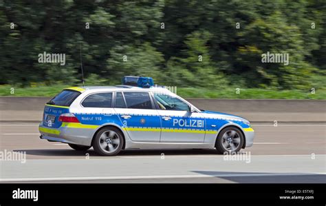 german police car   autobahn  frankfurt stock photo alamy