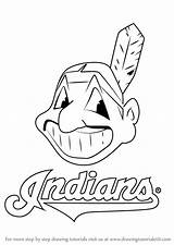 Indians Cleveland Logo Draw Coloring Drawing Pages Printable Step Mlb Tutorials Template Drawingtutorials101 sketch template